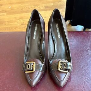 Via Spiga Women's Dark Brown Heels with Gold Buckle